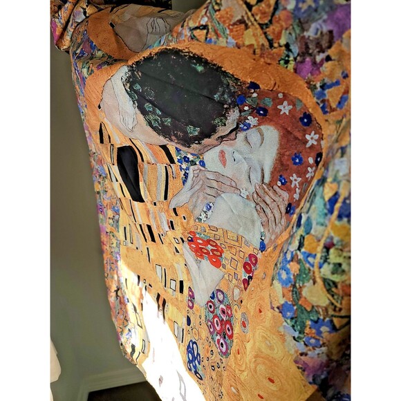 Gustav Klimt The Kiss Galleria Rain Cape w/Hood Travel Pouch Reversible One Size - Picture 7 of 14